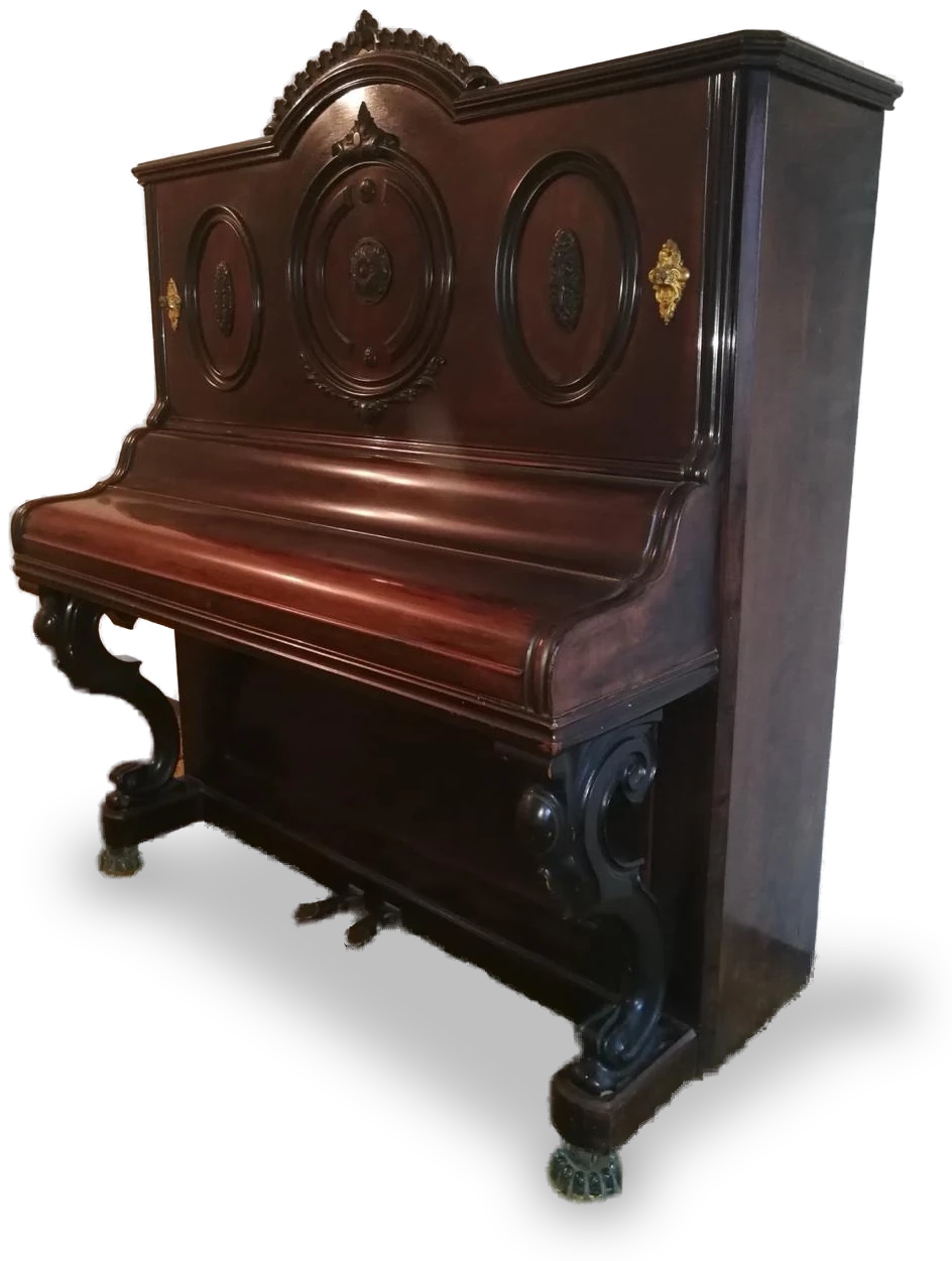 Piano vertical antiguo J.J. Wagner en palo de rosa